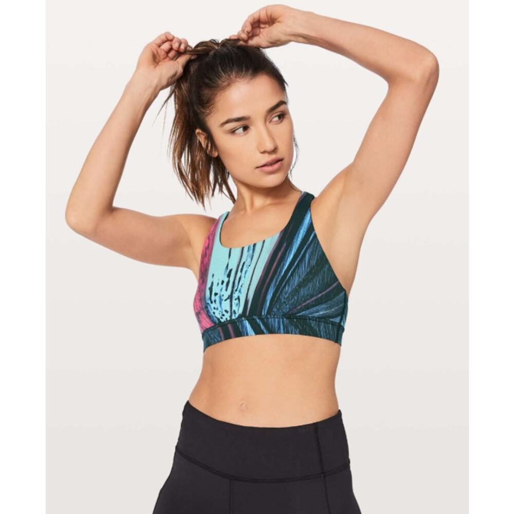 lululemon Energy Bra 4 Electrobeam Multi Nulux Medium Support Gym Yoga Quick Dry